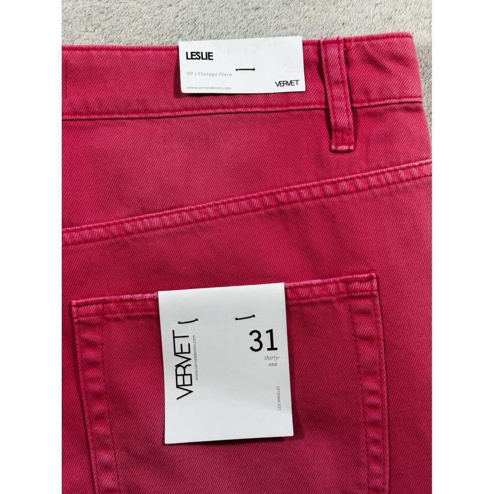 NWT Vervet Womens Leslie 90s Vintage Flare Distressed Pink Jeans 31 Meas: 34x26 - Picture 3 of 7